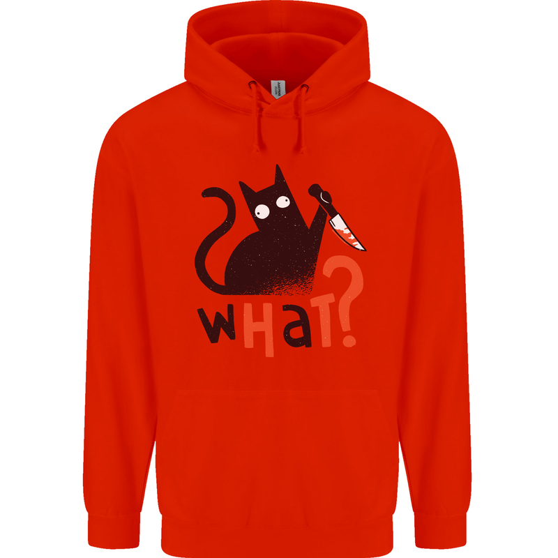 What? Funny Murderous Black Cat Halloween Mens 80% Cotton Hoodie Bright Red