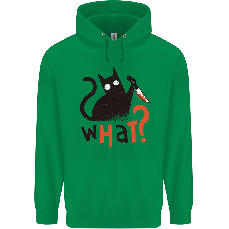 What? Funny Murderous Black Cat Halloween Mens 80% Cotton Hoodie Irish Green