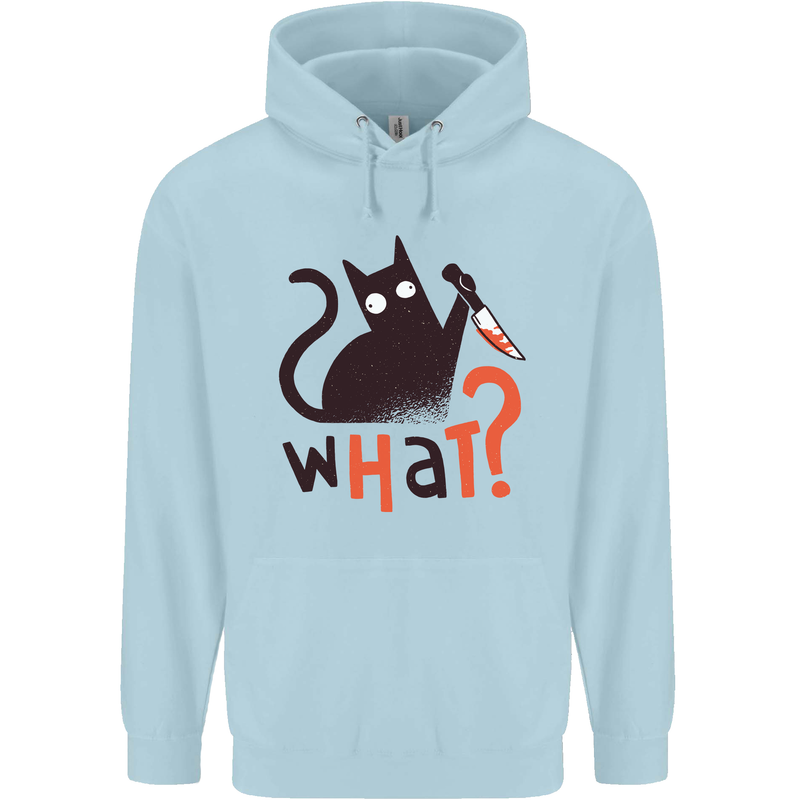 What? Funny Murderous Black Cat Halloween Mens 80% Cotton Hoodie Light Blue