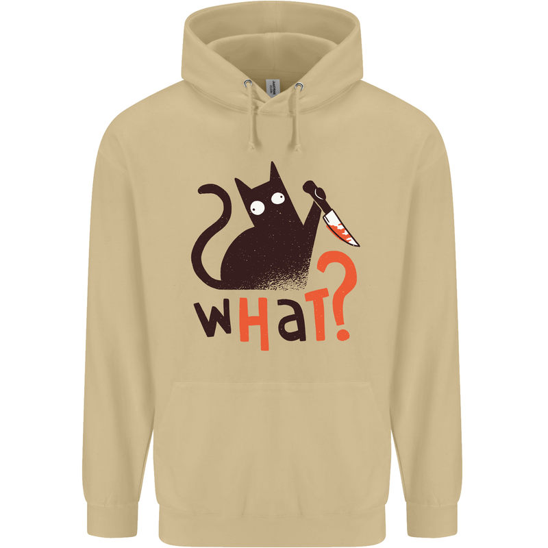 What? Funny Murderous Black Cat Halloween Mens 80% Cotton Hoodie Sand