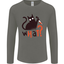 What? Funny Murderous Black Cat Halloween Mens Long Sleeve T-Shirt Charcoal