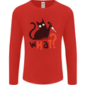 What? Funny Murderous Black Cat Halloween Mens Long Sleeve T-Shirt Red