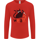 What? Funny Murderous Black Cat Halloween Mens Long Sleeve T-Shirt Red
