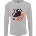 What? Funny Murderous Black Cat Halloween Mens Long Sleeve T-Shirt Sports Grey