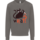 What? Funny Murderous Black Cat Halloween Mens Sweatshirt Jumper Charcoal