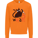What? Funny Murderous Black Cat Halloween Mens Sweatshirt Jumper Orange