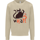 What? Funny Murderous Black Cat Halloween Mens Sweatshirt Jumper Sand