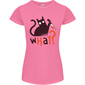 What? Funny Murderous Black Cat Halloween Womens Petite Cut T-Shirt Azalea