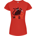 What? Funny Murderous Black Cat Halloween Womens Petite Cut T-Shirt Red