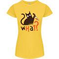 What? Funny Murderous Black Cat Halloween Womens Petite Cut T-Shirt Yellow