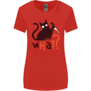 What? Funny Murderous Black Cat Halloween Womens Wider Cut T-Shirt Red