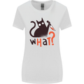 What? Funny Murderous Black Cat Halloween Womens Wider Cut T-Shirt White