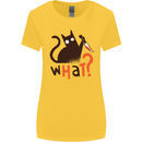 What? Funny Murderous Black Cat Halloween Womens Wider Cut T-Shirt Yellow