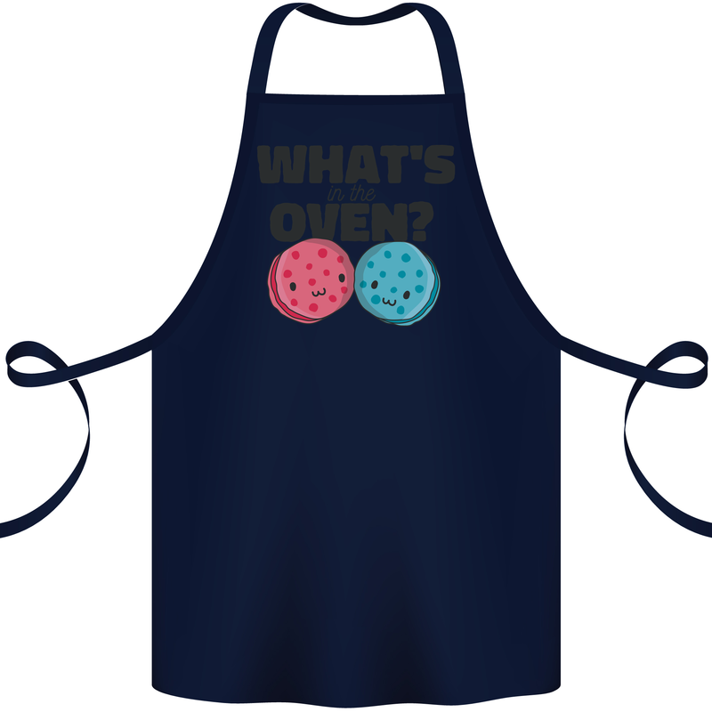 What's in the Oven Gender Reveal New Baby Pregnancy Cotton Apron 100% Organic Navy Blue