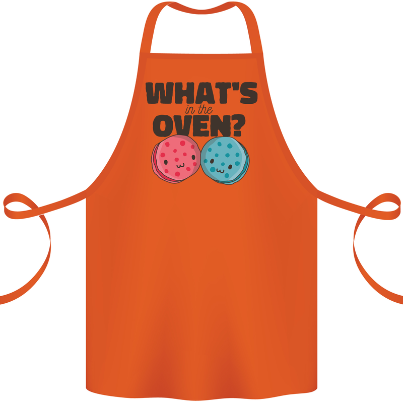 What's in the Oven Gender Reveal New Baby Pregnancy Cotton Apron 100% Organic Orange