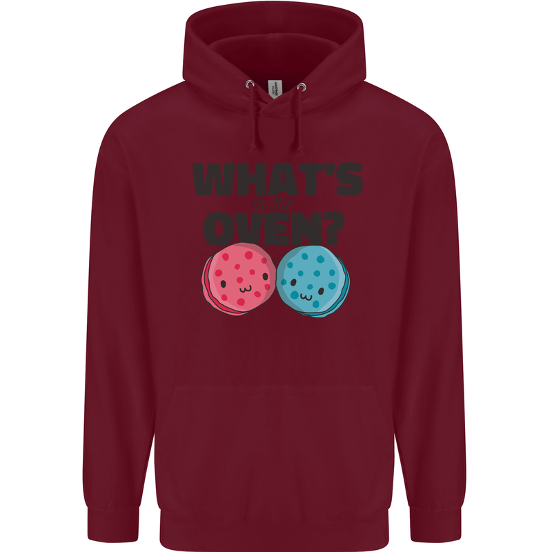 What's in the Oven Gender Reveal New Baby Pregnancy Mens 80% Cotton Hoodie Maroon