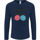 What's in the Oven Gender Reveal New Baby Pregnancy Mens Long Sleeve T-Shirt Navy Blue