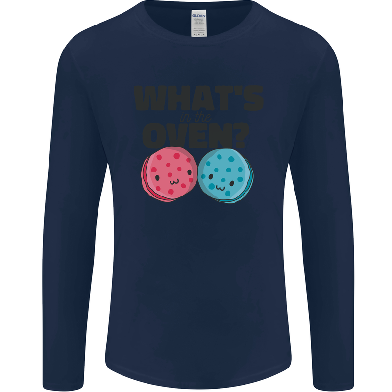 What's in the Oven Gender Reveal New Baby Pregnancy Mens Long Sleeve T-Shirt Navy Blue