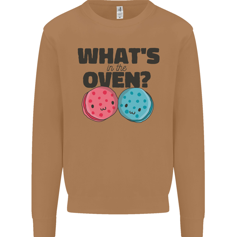 What's in the Oven Gender Reveal New Baby Pregnancy Mens Sweatshirt Jumper Caramel Latte