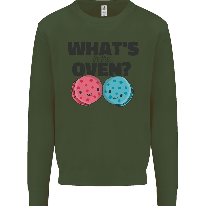 What's in the Oven Gender Reveal New Baby Pregnancy Mens Sweatshirt Jumper Forest Green
