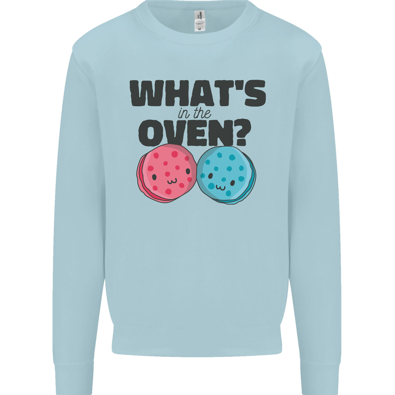 What's in the Oven Gender Reveal New Baby Pregnancy Mens Sweatshirt Jumper Light Blue