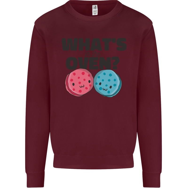What's in the Oven Gender Reveal New Baby Pregnancy Mens Sweatshirt Jumper Maroon