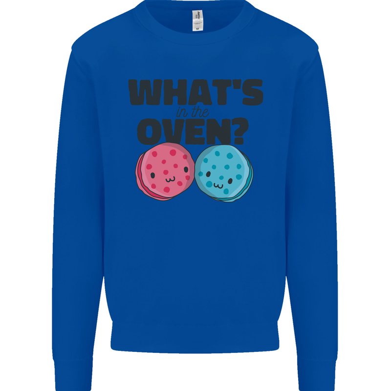 What's in the Oven Gender Reveal New Baby Pregnancy Mens Sweatshirt Jumper Royal Blue