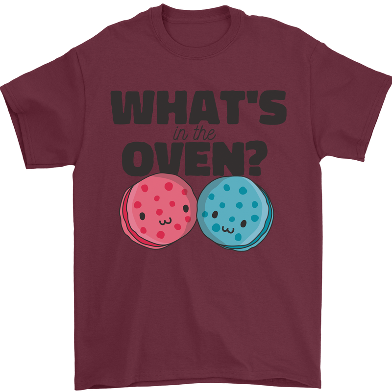 What's in the Oven Gender Reveal New Baby Pregnancy Mens T-Shirt 100% Cotton Maroon