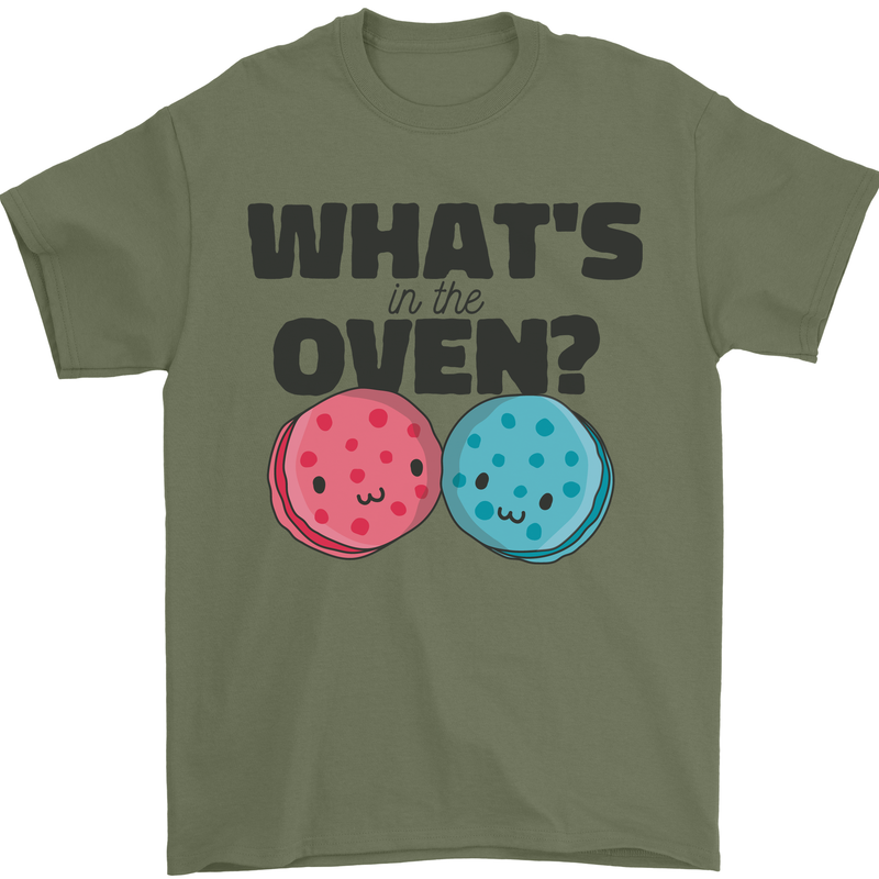What's in the Oven Gender Reveal New Baby Pregnancy Mens T-Shirt 100% Cotton Military Green