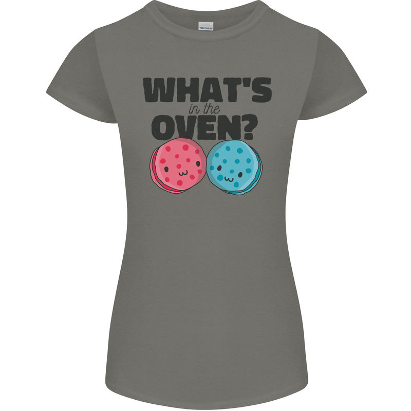 What's in the Oven Gender Reveal New Baby Pregnancy Womens Petite Cut T-Shirt Charcoal