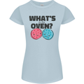 What's in the Oven Gender Reveal New Baby Pregnancy Womens Petite Cut T-Shirt Light Blue