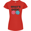 What's in the Oven Gender Reveal New Baby Pregnancy Womens Petite Cut T-Shirt Red