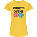 What's in the Oven Gender Reveal New Baby Pregnancy Womens Petite Cut T-Shirt Yellow