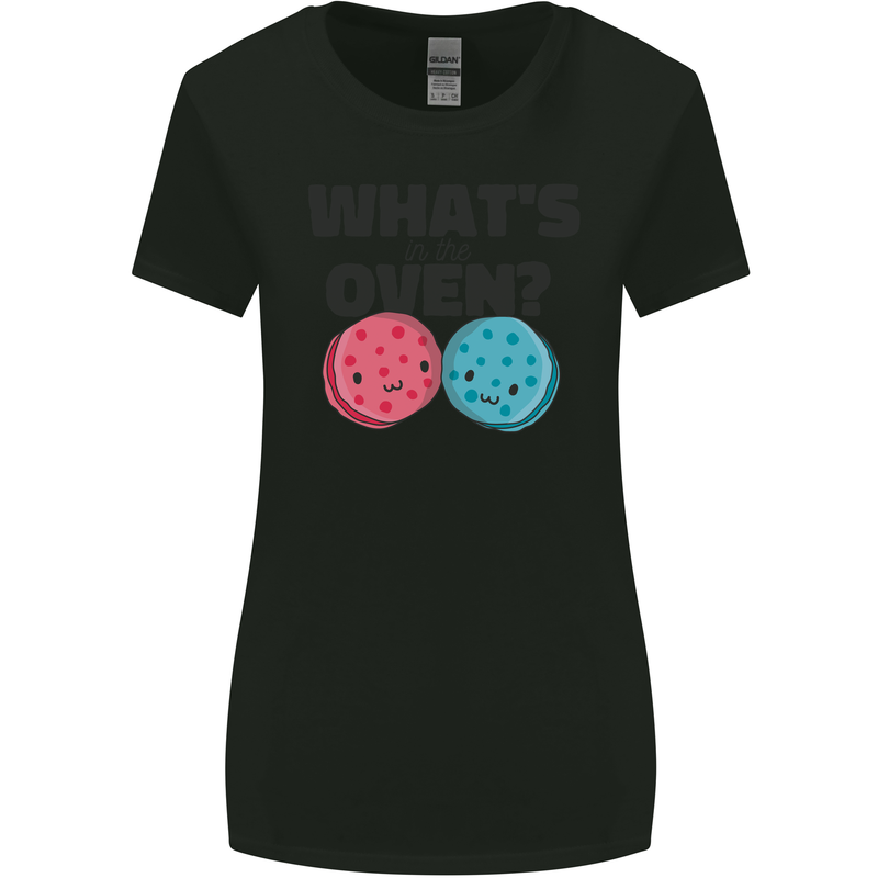 What's in the Oven Gender Reveal New Baby Pregnancy Womens Wider Cut T-Shirt Black