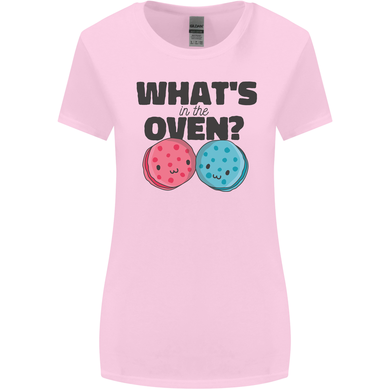 What's in the Oven Gender Reveal New Baby Pregnancy Womens Wider Cut T-Shirt Light Pink