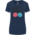 What's in the Oven Gender Reveal New Baby Pregnancy Womens Wider Cut T-Shirt Navy Blue