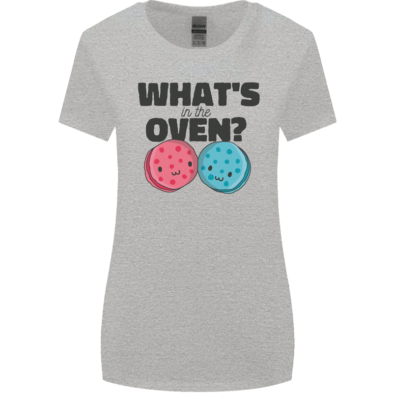 What's in the Oven Gender Reveal New Baby Pregnancy Womens Wider Cut T-Shirt Sports Grey