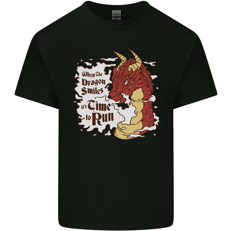 When a Dragon Smiles Fantasy RPG Mens Cotton T-Shirt Tee Top Black