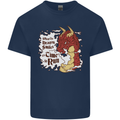 When a Dragon Smiles Fantasy RPG Mens Cotton T-Shirt Tee Top Navy Blue