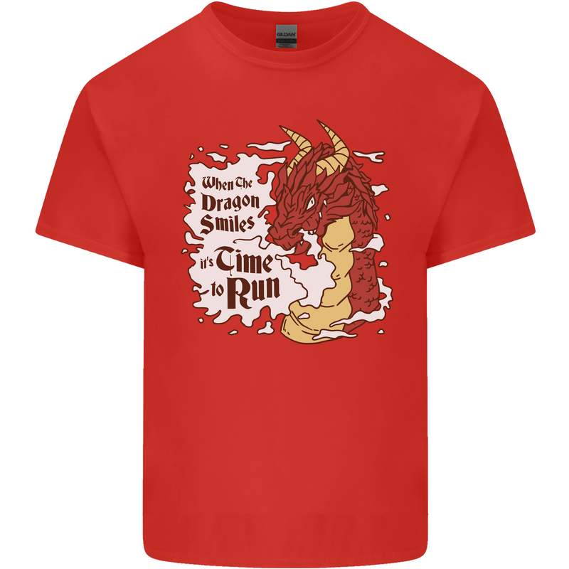 When a Dragon Smiles Fantasy RPG Mens Cotton T-Shirt Tee Top Red