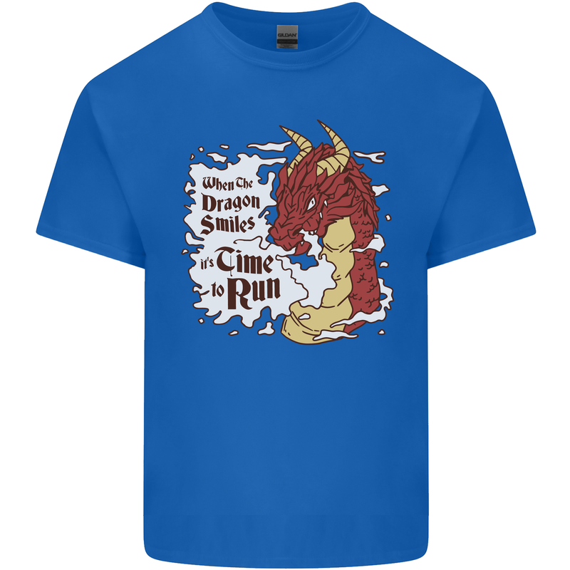 When a Dragon Smiles Fantasy RPG Mens Cotton T-Shirt Tee Top Royal Blue