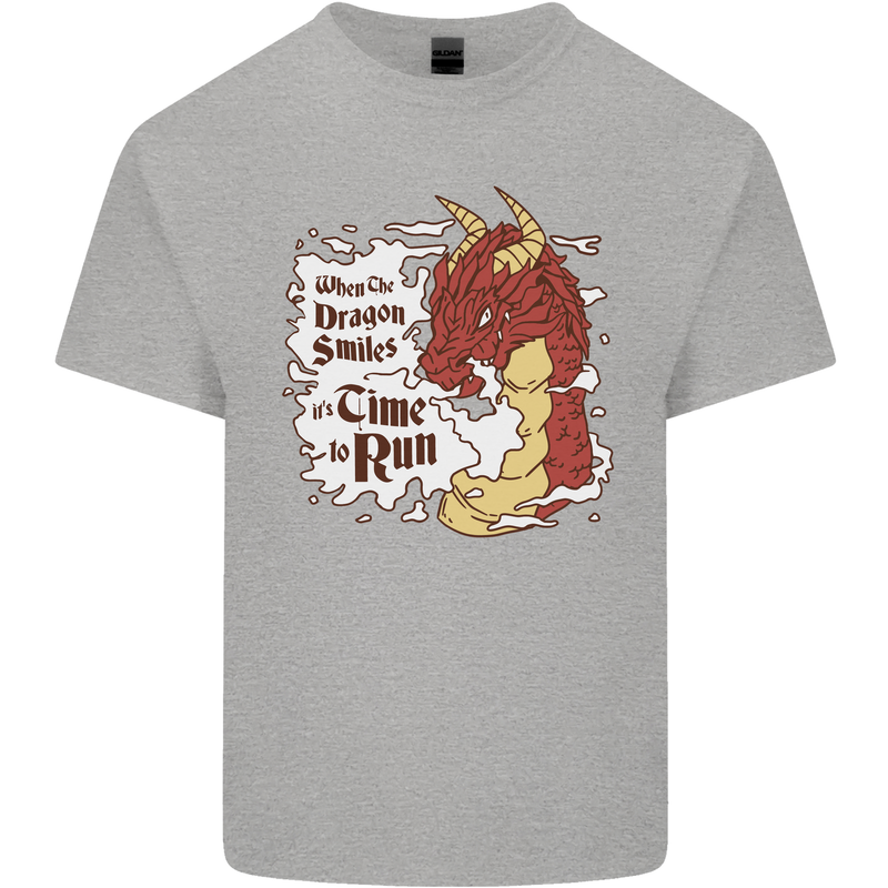 When a Dragon Smiles Fantasy RPG Mens Cotton T-Shirt Tee Top Sports Grey