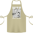 Wheres the Fish WTF Funny Fishing Fisherman Cotton Apron 100% Organic Khaki