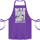 Wheres the Fish WTF Funny Fishing Fisherman Cotton Apron 100% Organic Purple