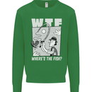 Wheres the Fish WTF Funny Fishing Fisherman Kids Sweatshirt Jumper Irish Green