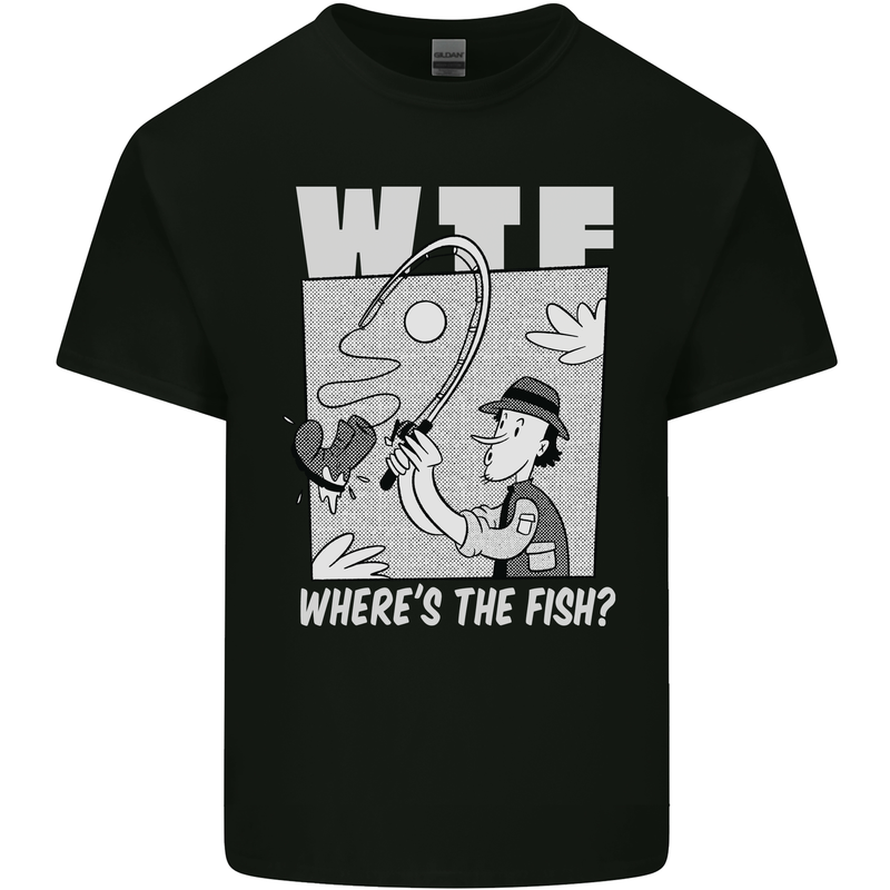 Wheres the Fish WTF Funny Fishing Fisherman Kids T-Shirt Childrens Black