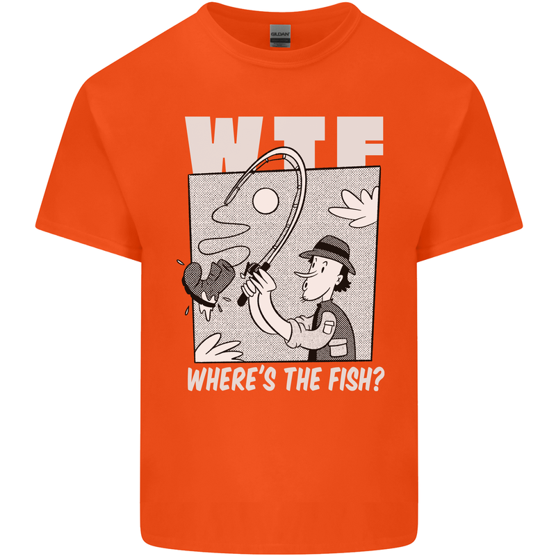 Wheres the Fish WTF Funny Fishing Fisherman Kids T-Shirt Childrens Orange