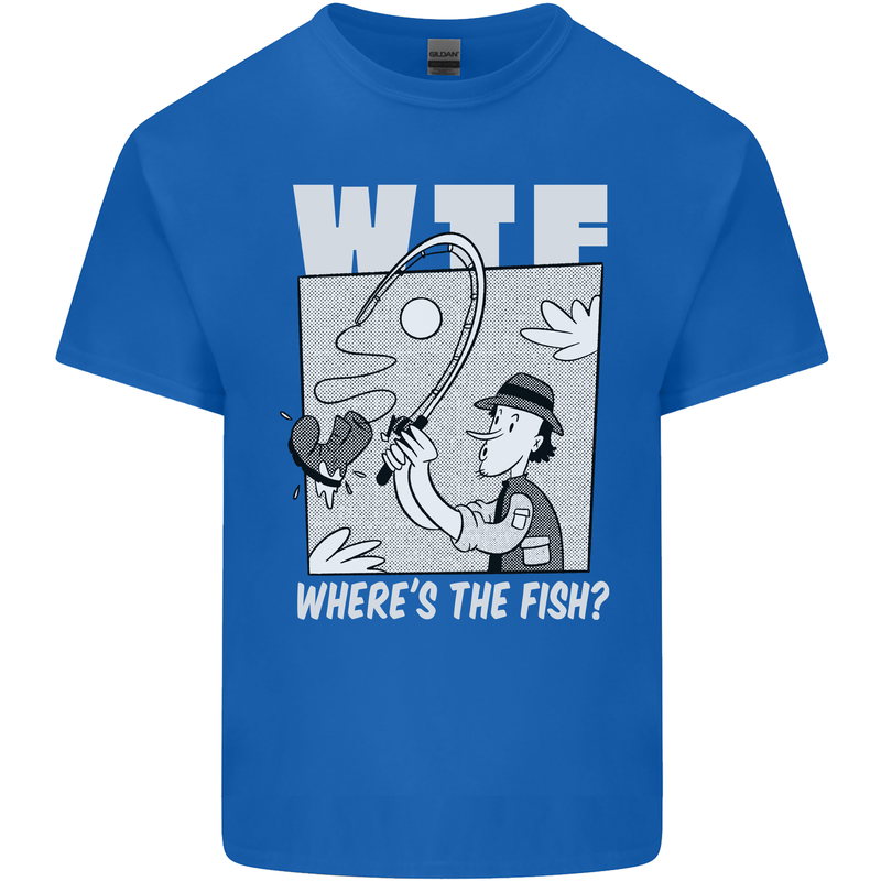 Wheres the Fish WTF Funny Fishing Fisherman Kids T-Shirt Childrens Royal Blue