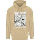 Wheres the Fish WTF Funny Fishing Fisherman Mens 80% Cotton Hoodie Sand