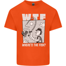 Wheres the Fish WTF Funny Fishing Fisherman Mens Cotton T-Shirt Tee Top Orange